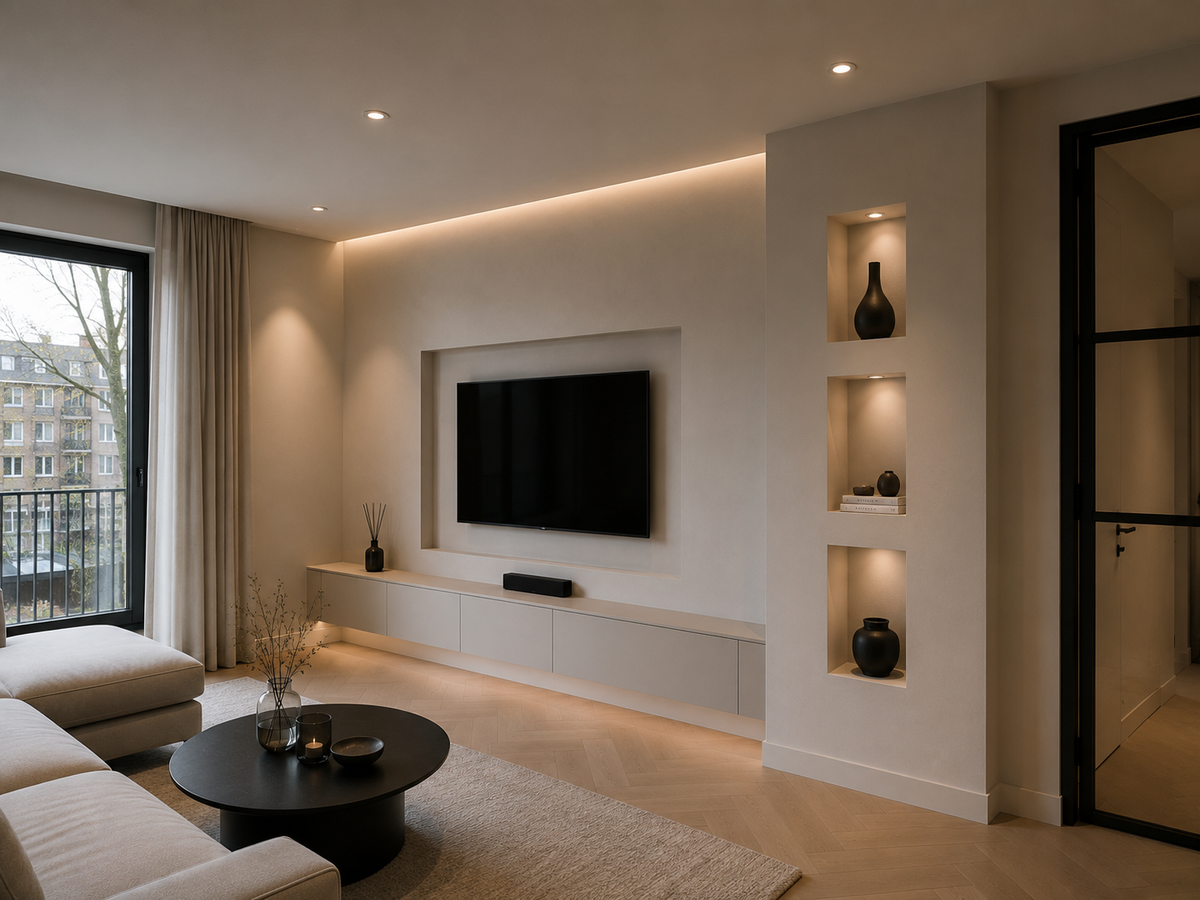 Wandafwerking woonkamer